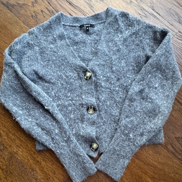 Quince Alpaca Wool Blend Cropped Cardigan Sweater M Medium Gray - Picture 7 of 16